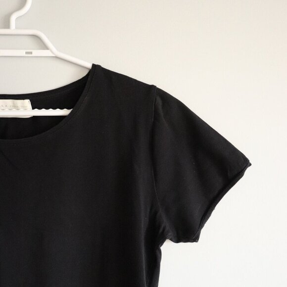 Zara Women's Black XL Basic Crewneck Casual Stretch Short Sleeve T-Shirt - Picture 5 of 8